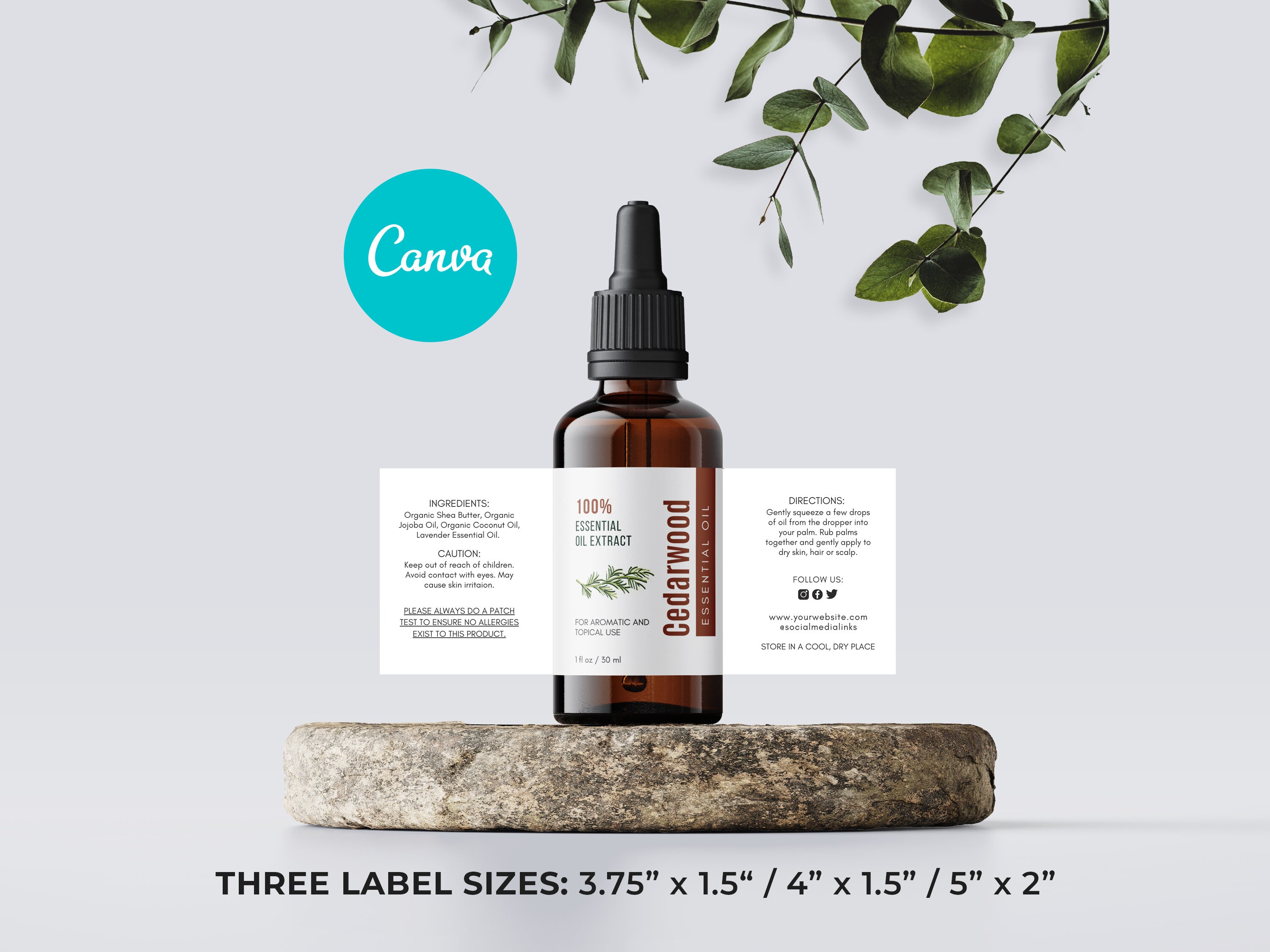 Essential Oil Labels Template Hair Oil Labels Dropper Bottle Label 2oz