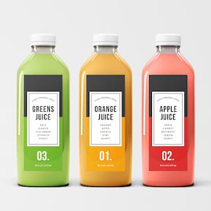 Juice Bottle Labels, Juice Label Template, Juice Bottle Stickers, Juicing Labels, Drink Label, Beverage Label, 12 oz Editable Juice Labels