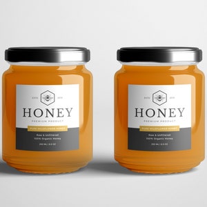Modello etichette miele, etichette barattolo miele, etichetta miele modificabile, etichette download istantaneo, etichetta barattolo marmellata, etichetta barattolo Cricut, etichette barattolo sottaceti