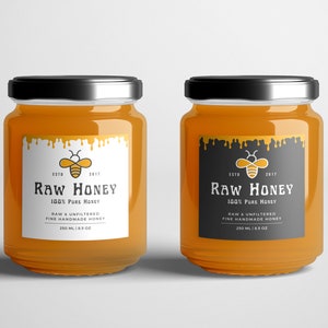 Honey Jar Labels, Homemade Honey Label, Honey Label Sticker, Canva Honey Labels Design, Honey Stickers, Bee Honey Label, Black Honey Labels
