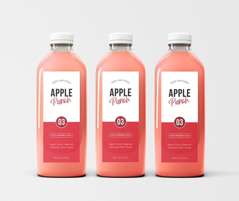 Printable Juice Bottle Label Template, Editable Labels for DIY Juice