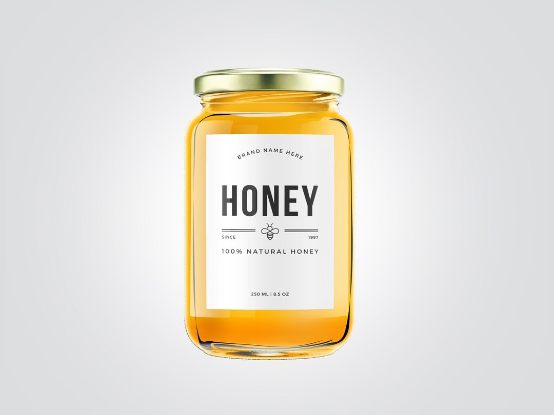 Honey Jar Label Template Design, Honey Stickers, Homemade Honey Labels