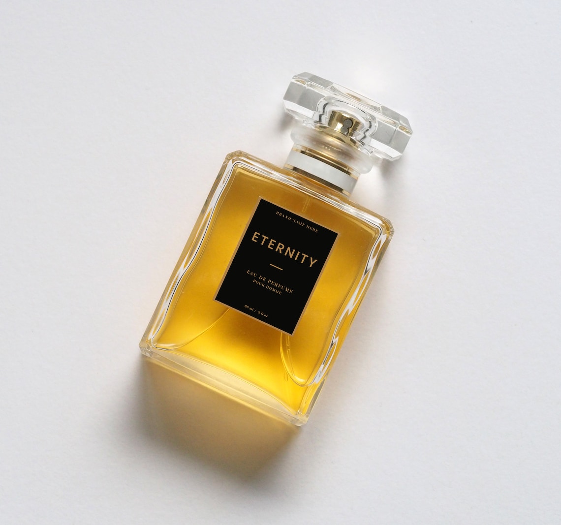 Canva Perfume Bottle Labels Design Gold Metal Labels Custom Etsy