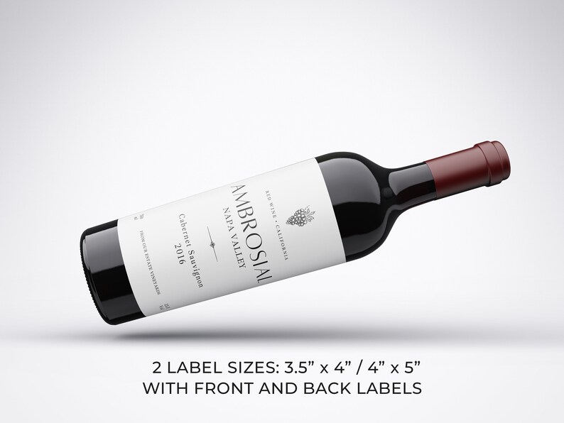 Wine Labels Template, Elegant Wine Label Design, Digital Wine Label