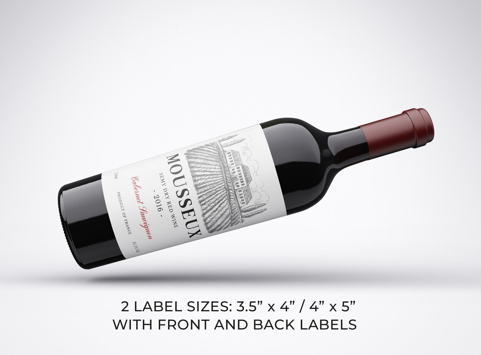 Editable Wine Label Design, Wine Labels Template, Canva Wine Label, Red