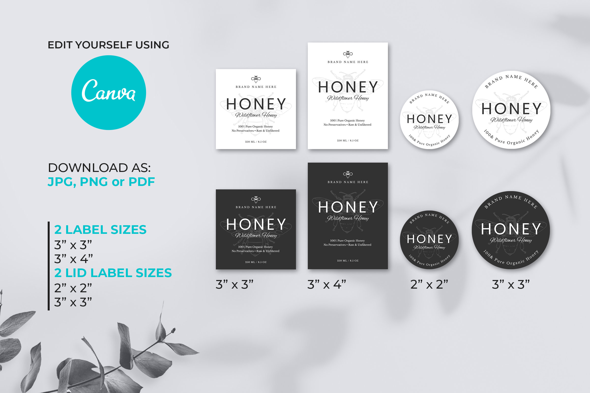 Honey Jar Labels Template, Jam Jar Label, Custom Jar Label, Round Jar