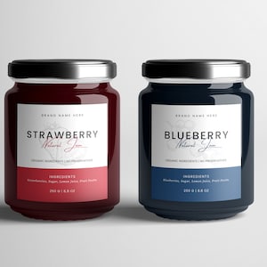Modèle d'étiquettes de pot de confiture, étiquettes de mise en conserve, étiquettes de pots Mason, autocollants pour confiture, confiture maison, étiquettes de miel, étiquettes de pots personnalisés Canva, étiquettes de garde-manger
