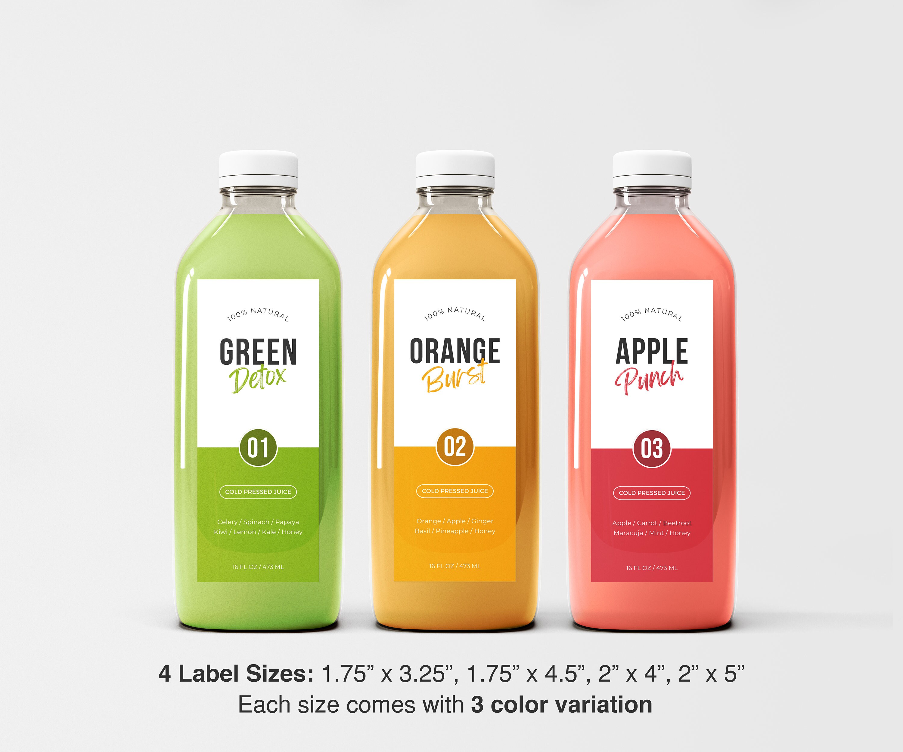 Printable Juice Bottle Label Template, Editable Labels for DIY Juice