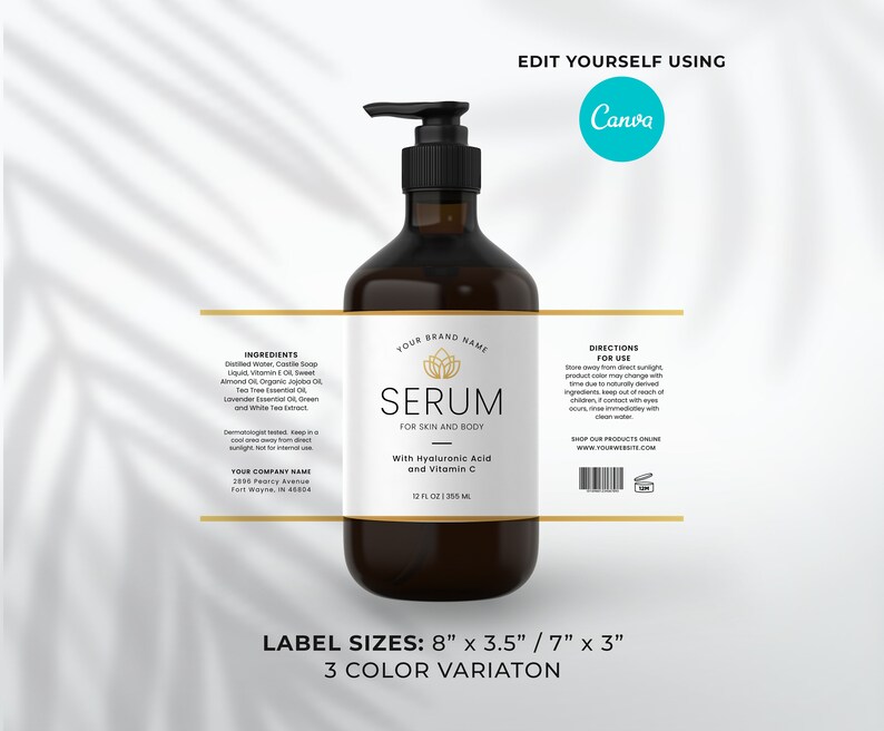 Hand Cream Label Options Shampoo and Hand Cream Label, Canva Serum Labels, Skincare Product ...