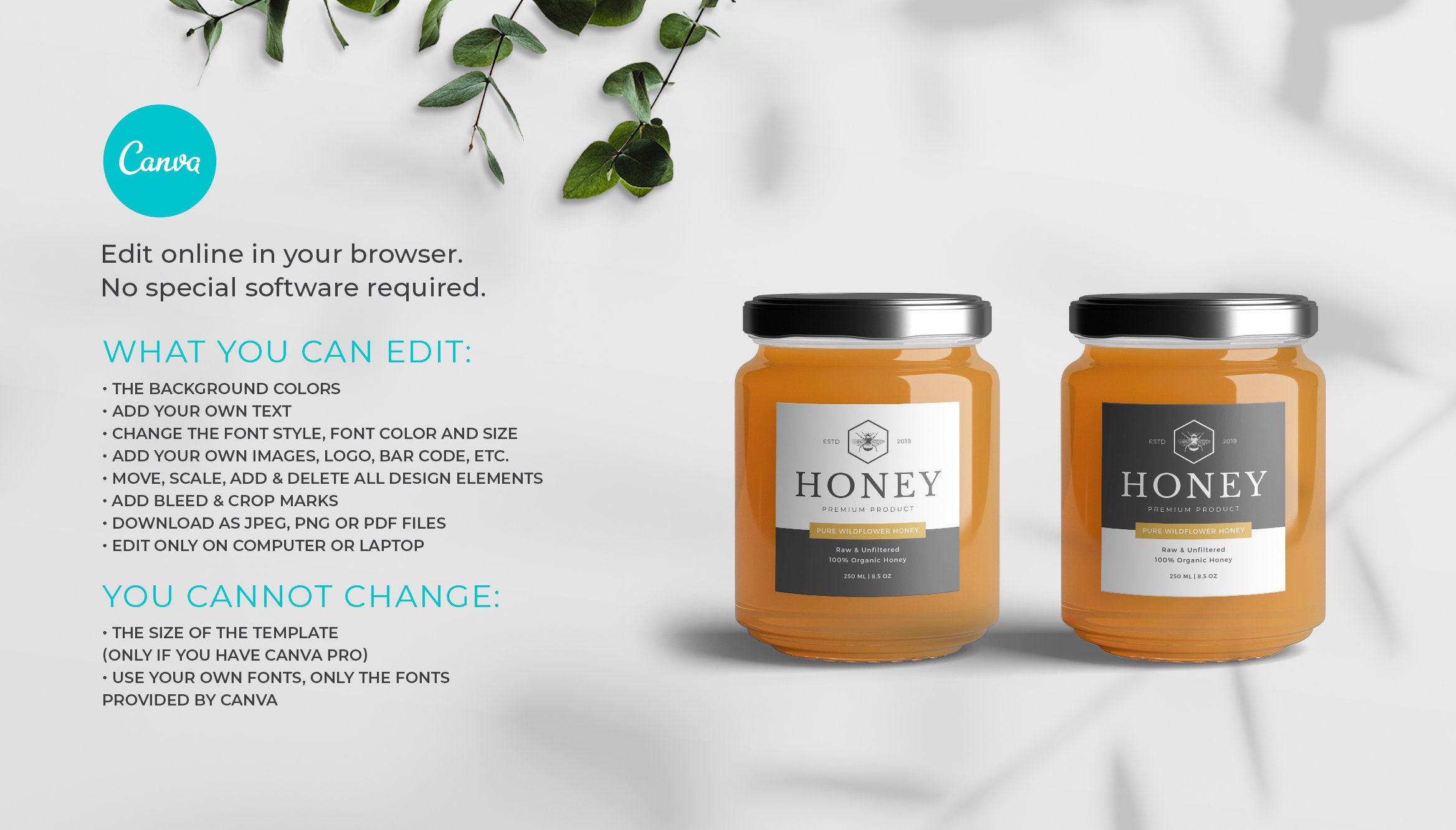 Honey Labels Template Honey Jar Labels Editable Honey Label Instant Honey Labels Template Honey Jar Labels Editable Honey Label Instant