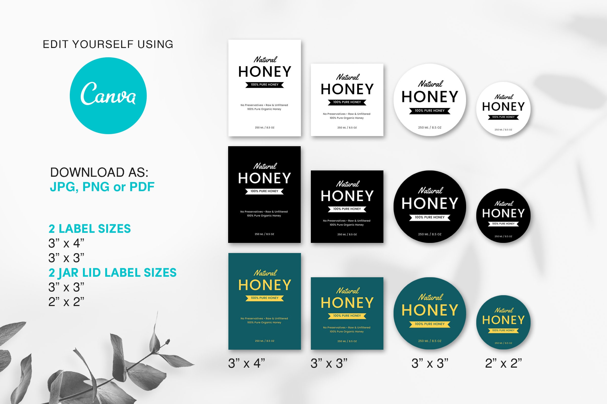 Customizable Honey Jar Labels Template Jam Jar Label Design Etsy
