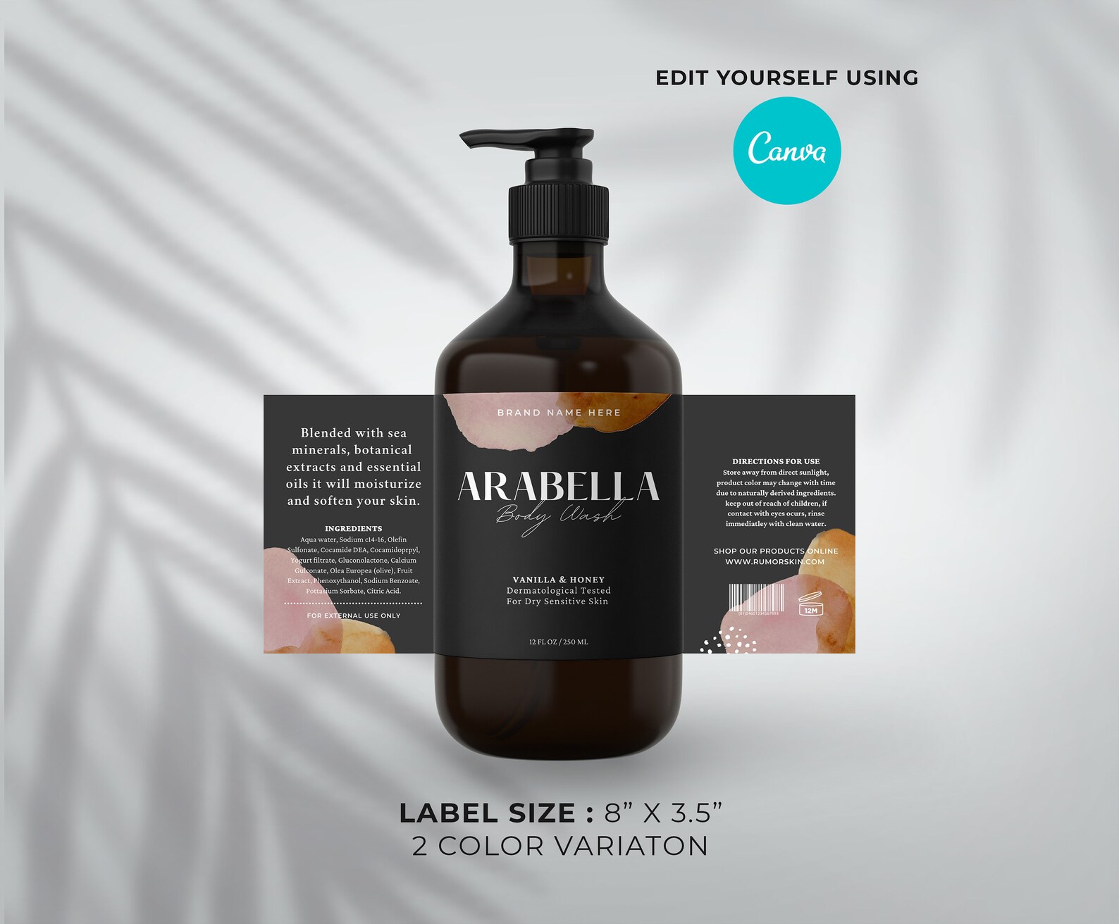 Custom Bottle Label - Editable Boston Round Label - DIY Bottle Label ...