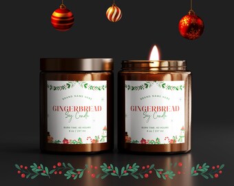 Christmas Candle Label Template, Christmas Ornament Candle Label Design, Canva Candle Label, Christmas Presents, Christmas Candle Scents