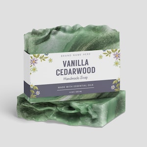 Modello di etichette per saponette - Modello di fascia per sapone - Involucro per sapone - Etichetta per saponette modificabile - Modello di etichetta per involucro di sapone artigianale - Modello di involucro per sapone