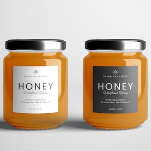 Honey Jar Labels Template, Jam Jar Label, Custom Jar Label, Round Jar Lid Label, Canva Jar Label Design, Jar Stickers, Modern Jar Labels