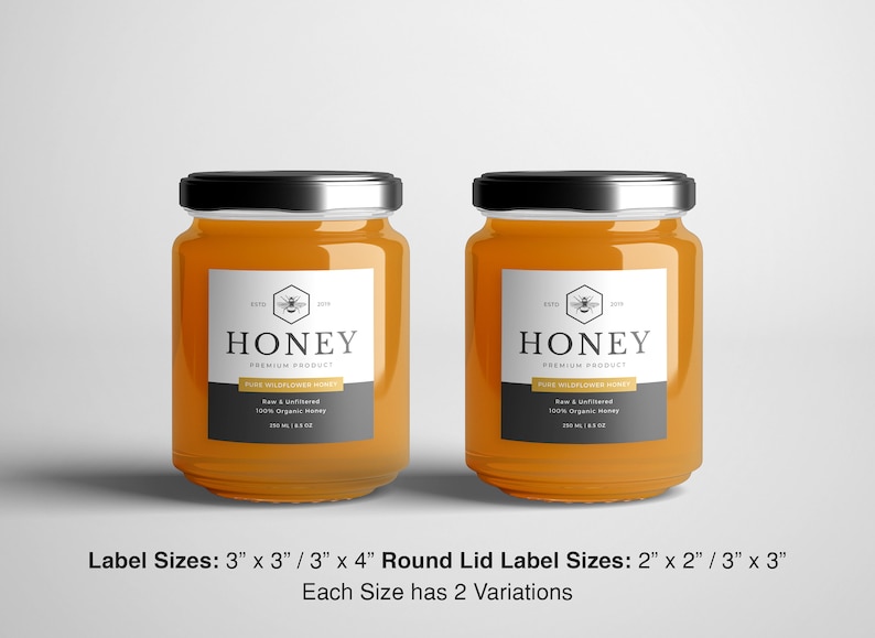 Honey Labels Template, Honey Jar Labels, Editable Honey Label, Instant