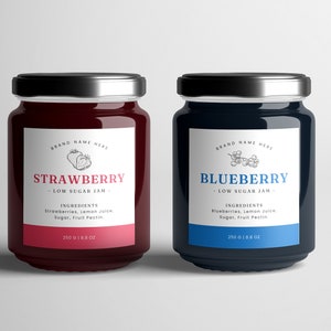 Étiquettes de pots de confiture Canva, modèle d'étiquette de pot Mason, étiquettes de mise en conserve, design d'étiquette de miel, étiquettes de garde-manger, étiquettes de pots modifiables, autocollants de pots de confiture