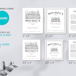 Editable Wine Label Design, Wine Labels Template, Canva Wine Label, Red Wine Label, Elegant Wine Label, Digital Wine Label, Homemade Wine image 5