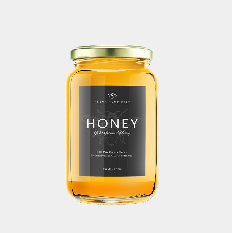 Honey Jar Labels Template, Jam Jar Label, Custom Jar Label, Round Jar