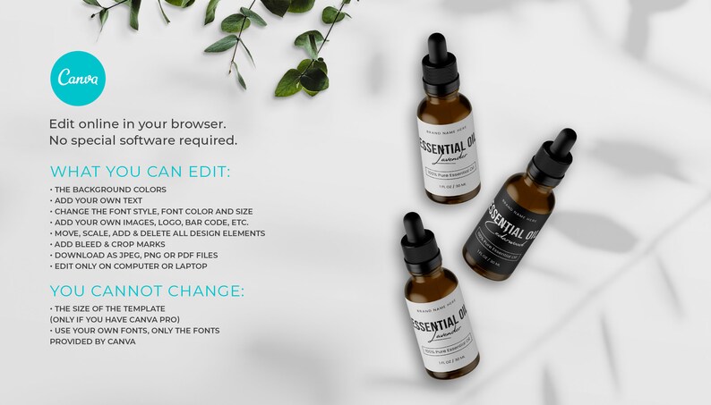 Essential Oil Bottle Labels, Hair Growth Oil Stickers, Dropper Bottle ...