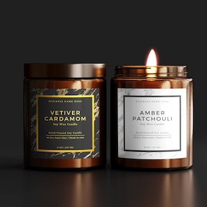 Luxus Kerzen Etikett Vorlage - Goldenes Kerzen Etikett - Moderne Kerzen Etiketten - Duftkerzen Glas Etiketten - Canva Kerzenglas Etikett Aufkleber
