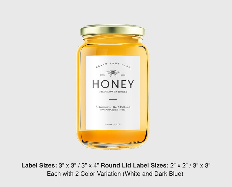 Canva Honey Jar Labels Template Jam Jar Labels Honey Labels Etsy
