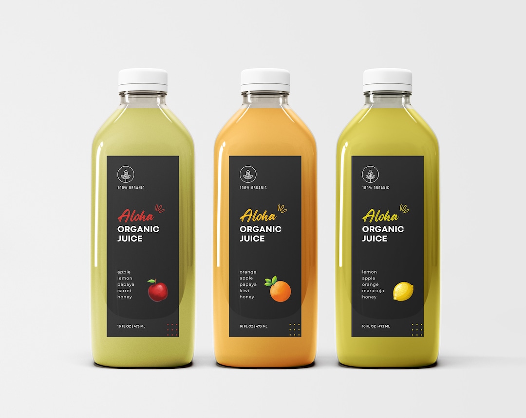 Juice Bottle Labels, Juice Stickers, Editable Juice Labels, Juice Label Template, Beverage