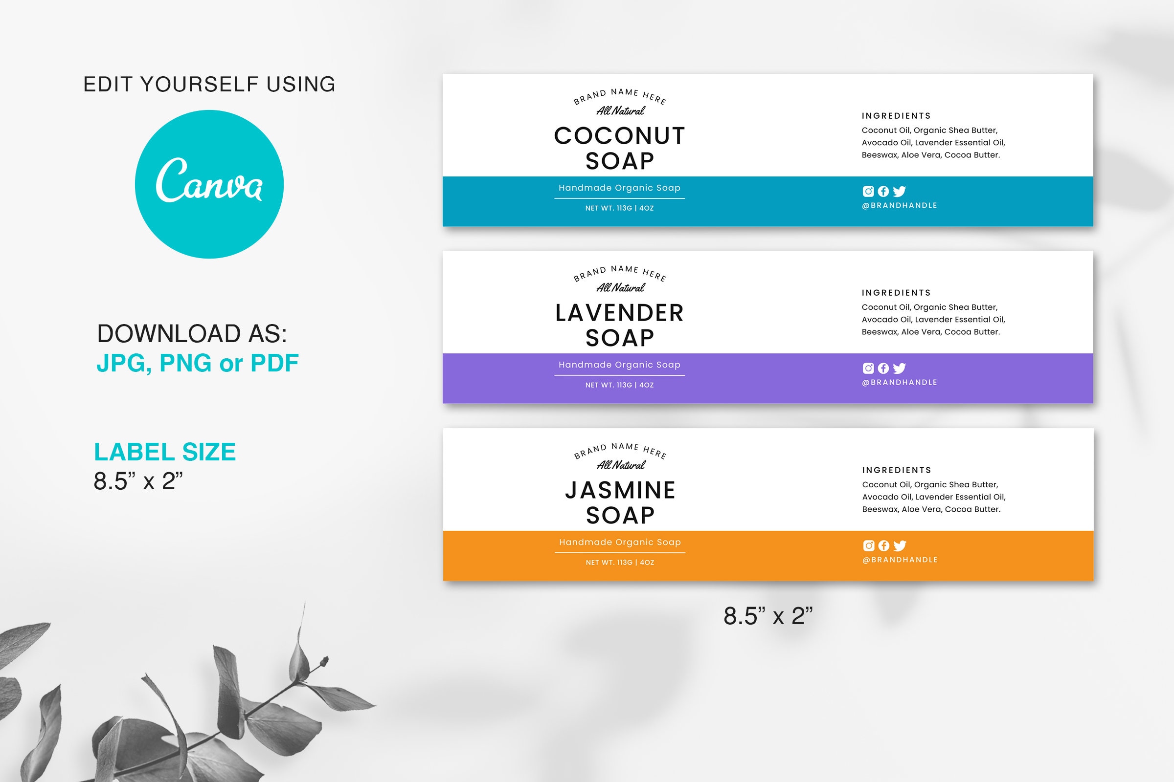 Editable Soap Labels Template DIY, Customizable Soap Label Design ...
