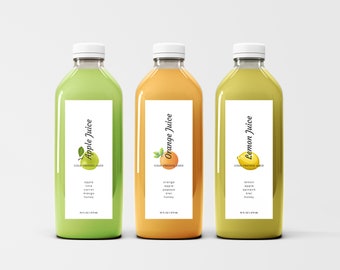 Juice Bottle Labels, Juice Custom Labels, Editable Juice Labels Template, Juice Logo, Juice Stickers, Customized Juice, Beverage Labels