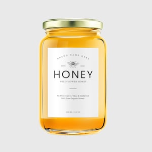 Canva Honey Jar Labels Template, Jam Jar Labels, Honey Labels Design, Editable Honey Labels, Honey Stickers, Custom Honey Label, Jar Lid