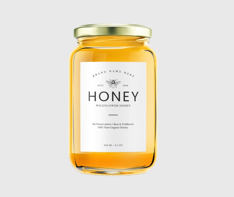 Canva Honey Jar Labels Template Jam Jar Labels Honey Labels Etsy