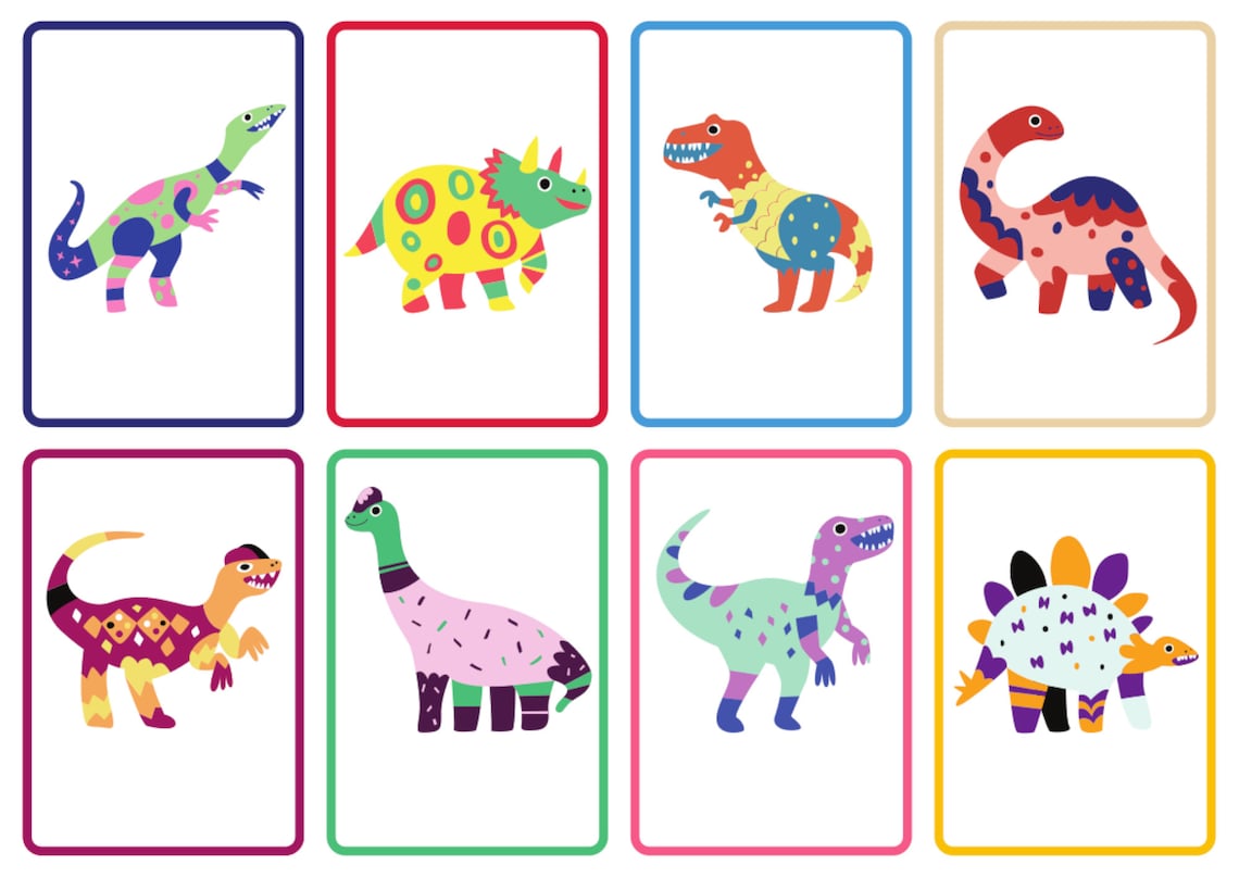 Dinosaur Flash Cards DIGITAL DOWNLOAD Printable Kids Etsy Canada