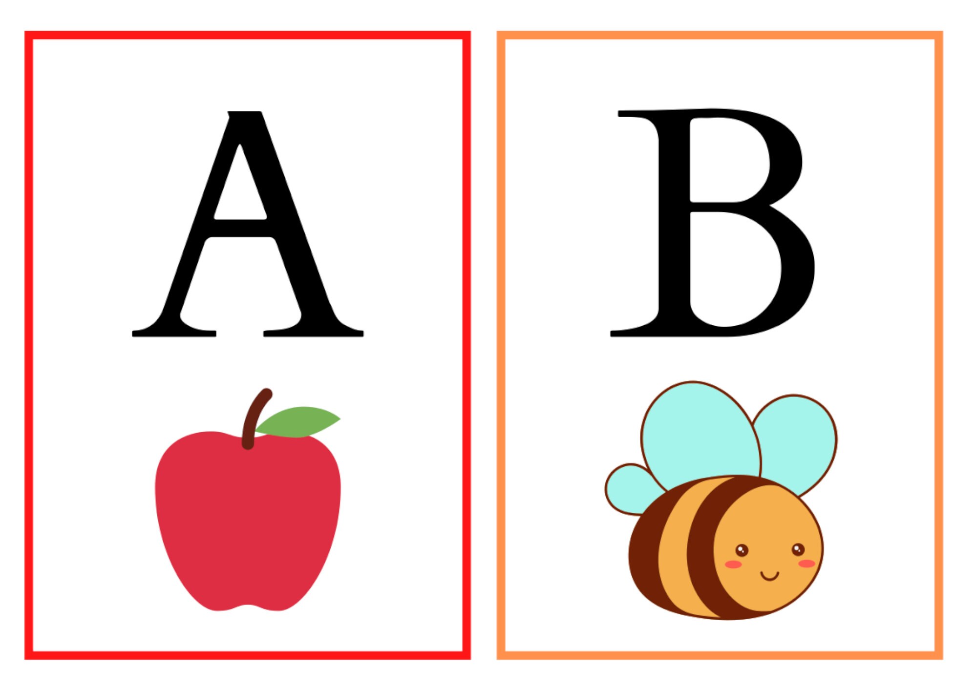 ABC Alphabet Flash Cards, DIGITAL DOWNLOAD, Printable Kids Letters Card