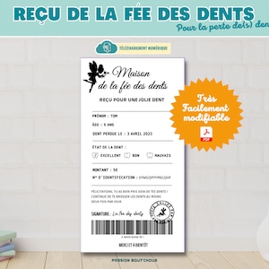 Receipt - Editable Tooth Fairy Ticket - For a Lost Tooth - Realistic Tooth Fairy Receipt for Kids - Little Mouse