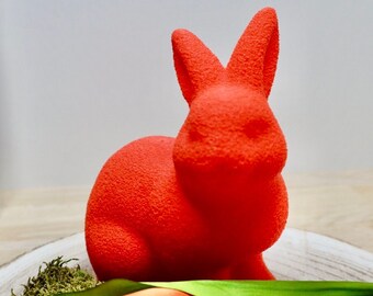 Lapin décoratif⎜en bioplastique ⎜rouge bonbon⎜15 cm ⎜impression 3D