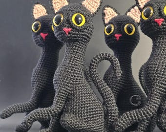 Crochet black cat - cute and original gift for friend and family.