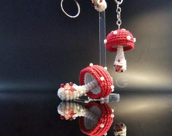 Crochet mushrooms. Key chains for best friends. Attractive small accessories. Thank you gift for party.