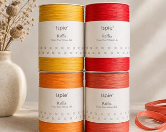 Ispie Viscose Raffia 250 meters. Lightweight Yarn for Crochet Bags, Hats & Summer Accessories: rose, grape, plum, red, orange, yellow.