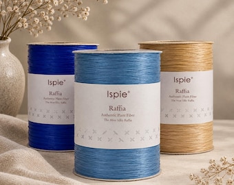 Ispie Viscose Raffia Yarn for Crochet Bags, Hats & Summer Accessories. Azure, Jeans colors