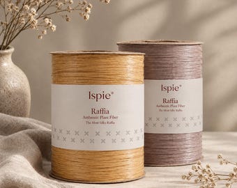 Ispie Viscose Raffia Yarn for Crochet Bags, Hats & Summer Accessories. Colors: Grain, Khaki, Gold, Black, White, Turmeric, Fudge
