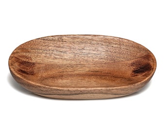 Handmade Wooden Shallow Bowl, Handcrafted Appetizer Bowl - Decorative Serving Tray - Centerpiece Display Holder