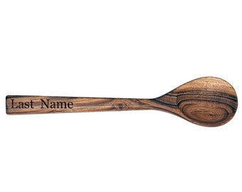 Cuchara hecha a mano grabada personalizada, cuchara para servir, madera de acacia hecha a mano para servir pinza - Utensilio para servir para regalo de boda o compromiso