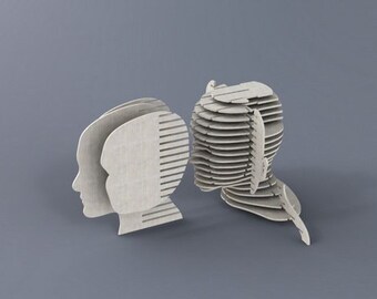 Wood Human head decoration - Wooden decoration - Puzzle - Laser cut
