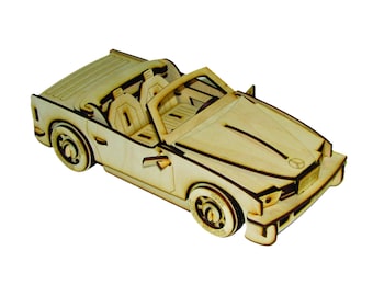 Convertible Car Laser Cut Files – CDR, DXF & PDF Instructions, 3mm