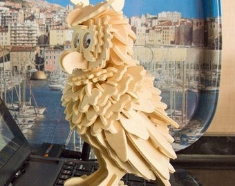 OWL Wooden Model Kit 3D Laser Cut Hobby Craft Self Assembly DIY Wood Puzzle dxf and cdr file.no instructions available