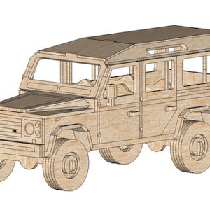 Kit de modelo de quebra-cabeça 3D Land Rover Defender 110 - download de arquivo cdr e dxf (as instruções em PDF são para a versão mais curta, mas as mesmas instruções)