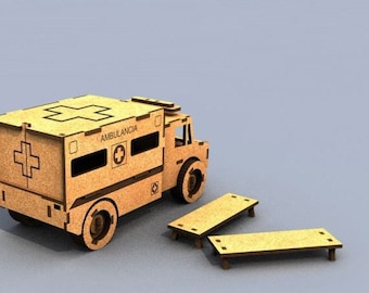 3d Puzzle Ambulance Vector cdr and dxf file