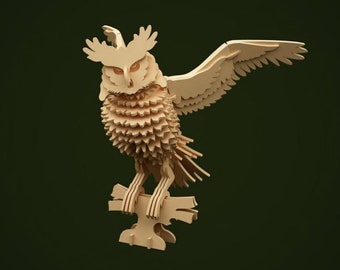 Great Horned Owl Laser Cut Files – Bubo Owl, CDR & DXF, 3mm