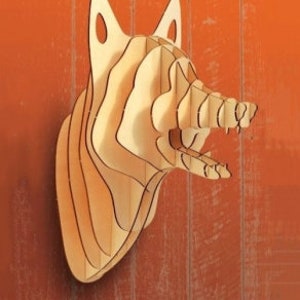 Wood fox head trophy - Puzzle - Digital file - Laser cut file