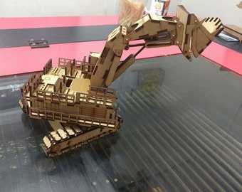 Laser Cut Mining Excavator Hitachi EX8000 3D Puzzle Vector CDR, DXF, SVG File Download